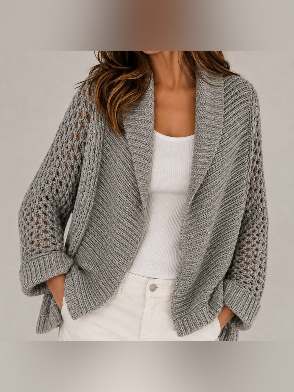 Theory Mariely Marbella open knit crop cardigan jacket Linen Blend Quiet Luxury